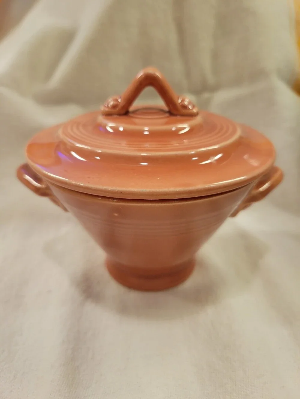 Vintage Homer Laughlin Harlequin Rose Covered Sugar Bowl Pink Fiesta Era